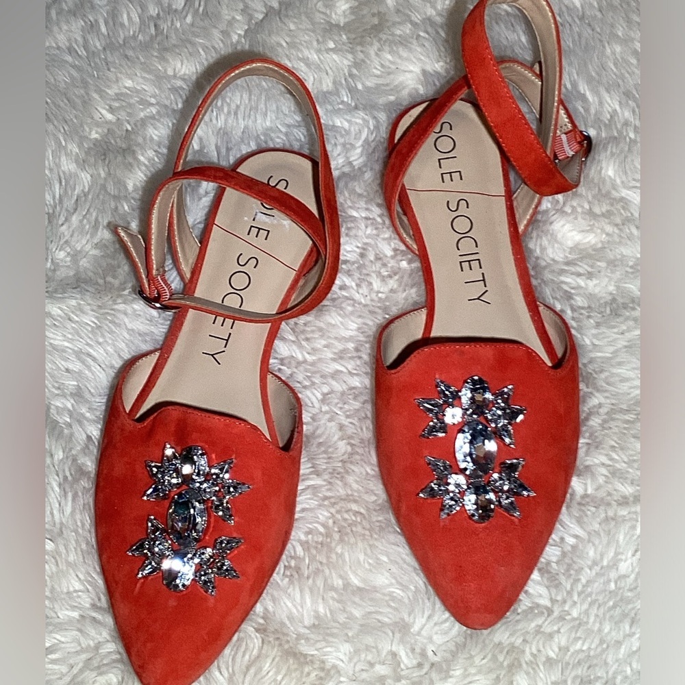 Sole Society Pearla Embellished Pointed Toe Leather Sandals size 9.5